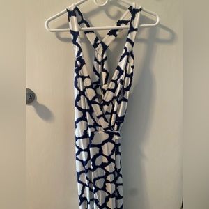 DVF maxi tank wrap dress in giraffe print.